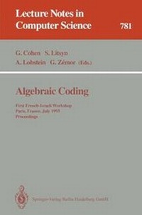 Enlarge image Cover: Algebraic Coding - Springer