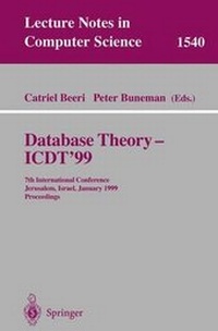 Enlarge image Cover: Database Theory - Icdt'99 - Springer