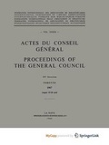 Cover: Actes Du Conseil General / Proceedings of the General Council - Springer