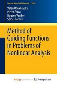 Enlarge image Cover: Method of Guiding Functions in Problems of Nonlinear Analysis - Springer