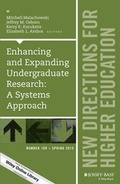 Cover: Enhancing and Expanding Undergraduate Research: A Systems Approach - Jossey-Bass