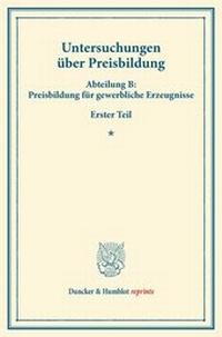Abbildung von: Untersuchungen über Preisbildung. - Duncker & Humblot