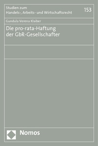 Abbildung von: Die pro-rata-Haftung der GbR-Gesellschafter - Nomos