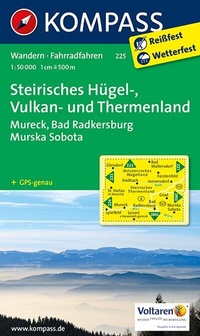 Abbildung von: KOMPASS Wanderkarte 225 Steirisches Hügel-, Vulkan- u. Thermenland 1:50.000 - KOMPASS-Karten