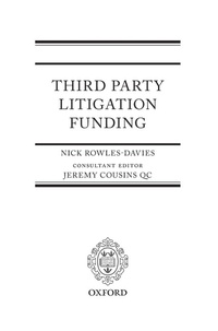 Abbildung von: Third Party Litigation Funding - Oxford University Press