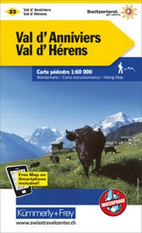 Abbildung von: Val d'Annivers, Val d'Hérens Wanderkarte Nr. 23 - Kümmerly+Frey