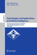 Cover: Technologies and Applications of Artificial Intelligence - Springer