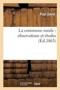Cover: La Commune Rurale: Observations Et Etudes - Hachette Livre - BNF