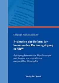 Bild: Evaluation der Reform der kommunalen Rechnungslegung in NRW - Kovac, Dr. Verlag