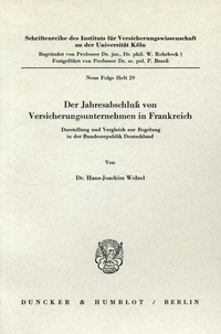 Abbildung von: Der Jahresabschluß von Versicherungsunternehmen in Frankreich - Duncker & Humblot