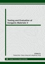 Cover: Testing and Evaluation of Inorganic Materials V - Trans Tech Publications Ltd