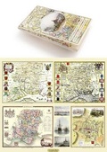 Cover: Hampshire 1610 - 1836 - Fold Up Map that features a collection of Four Historic Maps, John Speed's County Map 1611, Johan Blaeu's County Map of 1648, Thomas Moules County Map of 1836 and a Plan of Winchester 1805 by Cole and Roper. The maps also feature three historic views from the 1840's, Gosport, Men of War at Spithead and The Saluting Platform at Portsmouth. - Mapseeker Archive Publishing