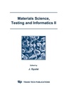 Cover: Materials Science, Testing and Informatics II - Trans Tech Publications Ltd