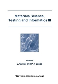 Enlarge image Cover: Materials Science, Testing and Informatics III - Trans Tech Publications Ltd