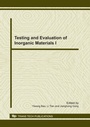 Cover: Testing and Evaluation of Inorganic Materials I - Trans Tech Publications Ltd