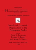 Cover: Social and Economic Organization in the Prehispanic Andes - BAR Publishing