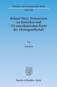 Abbildung von: Related-Party Transactions im deutschen und US-amerikanischen Recht der Aktiengesellschaft. - Duncker & Humblot