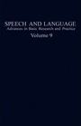 Cover: Speech and Language: v. 9 - Academic Press