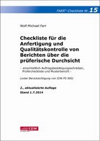 Abbildung von: Checkliste 15 für die Anfertigung und Qualitätskontrolle von Berichten über die prüferische Durchsicht - IDW