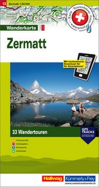 Abbildung von: Zermatt Touren-Wanderkarte Nr. 13 - Hallwag