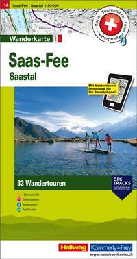 Abbildung von: Kümmerly+Frey Wandertourenkarte 14 Saas-Fee 1:50.000 - Hallwag Kümmerly+Frey