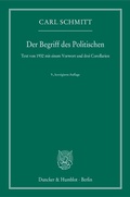 Cover: Der Begriff des Politischen. - Duncker & Humblot