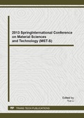 Cover: 2013 Spring International Conference on Material Sciences and Technology (MST-S) - Trans Tech Publications Ltd