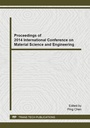 Cover: Proceedings of 2014 International Conference on Material Science and Engineering - Trans Tech Publications Ltd