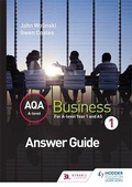 Cover: AQA A Level Business 1 Third Edition (Wolinski & Coates) Answers - Hodder Education