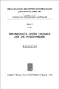 Cover: Ehrenschutz unter Hinblick auf die Massenmedien - Manz