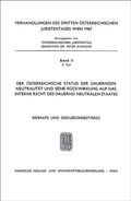 Cover: Referate zu Verosta, Die dauernde Neutralit&auml;t - Manz