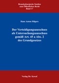 Cover: Der Verteidigungsausschuss als Untersuchungsausschuss gem&auml;&szlig; Art. 45 a Abs. 2 des Grundgesetzes - Kovac, Dr. Verlag