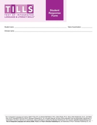 Enlarge image Cover: Test of Integrated Language and Literacy Skills (R) (TILLS (R)) Student Response Form - Brookes Publishing Co