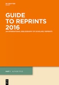 Cover: Guide to Reprints / Author Title and Subject Guide - De Gruyter Saur