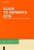 Cover: Guide to Reprints / Author Title and Subject Guide - De Gruyter Saur
