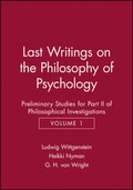 Cover: Last Writings on the Phiosophy of Psychology - Wiley