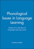 Cover: Phonological Issues in Language Learning - Wiley