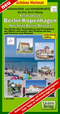 Abbildung von: Radwander- und Wanderkarte Fernradweg Berlin-Kopenhagen, Abschnitt Berlin-Rostock - Barthel, A