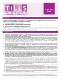 Enlarge image Cover: Test of Integrated Language and Literacy Skills (R) (TILLS (R)) Quick Start Guide - Brookes Publishing Co