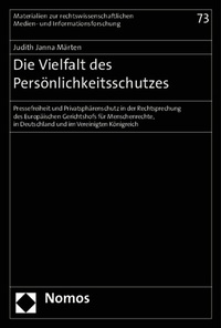 Abbildung von: Die Vielfalt des Persönlichkeitsschutzes - Nomos
