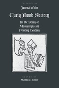 Cover: Journal of the Early Book Society Vol 17 - Pace University Press