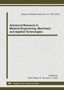 Cover: Advanced Research in Material Engineering, Machinery and Applied Technologies - Trans Tech Publications Ltd