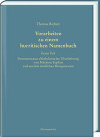 Abbildung von: Vorarbeiten zu einem hurritischen Namenbuch - Harrassowitz Verlag