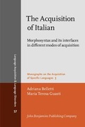 Cover: The Acquisition of Italian - John Benjamins Publishing Company