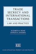 Cover: Trade Secrecy and International Transactions - Edward Elgar Publishing