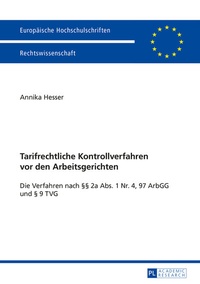 Abbildung von: Tarifrechtliche Kontrollverfahren vor den Arbeitsgerichten - Peter Lang Verlag