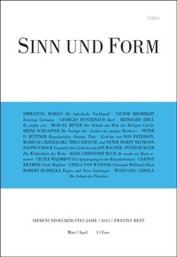Enlarge image Cover: Sinn und Form 2/2015 - SINN und FORM