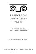 Cover: Hardy Spaces on Homogeneous Groups - Princeton University Press