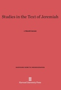 Cover: Studies in the Text of Jeremiah - Harvard University Press