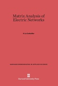 Cover: Matrix Analysis of Electric Networks - Harvard University Press